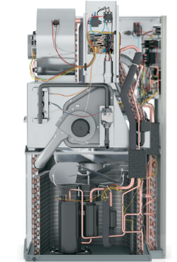 MGE all-in-one unit with gas heat, electric cool, 2025 compliant refrigerant