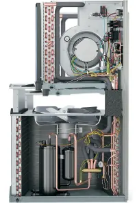 MHP electric heat pump all-in-one HVAC unit with up to 14.0 SEER2, 11.0 EER2 and 8.0 HSPF2